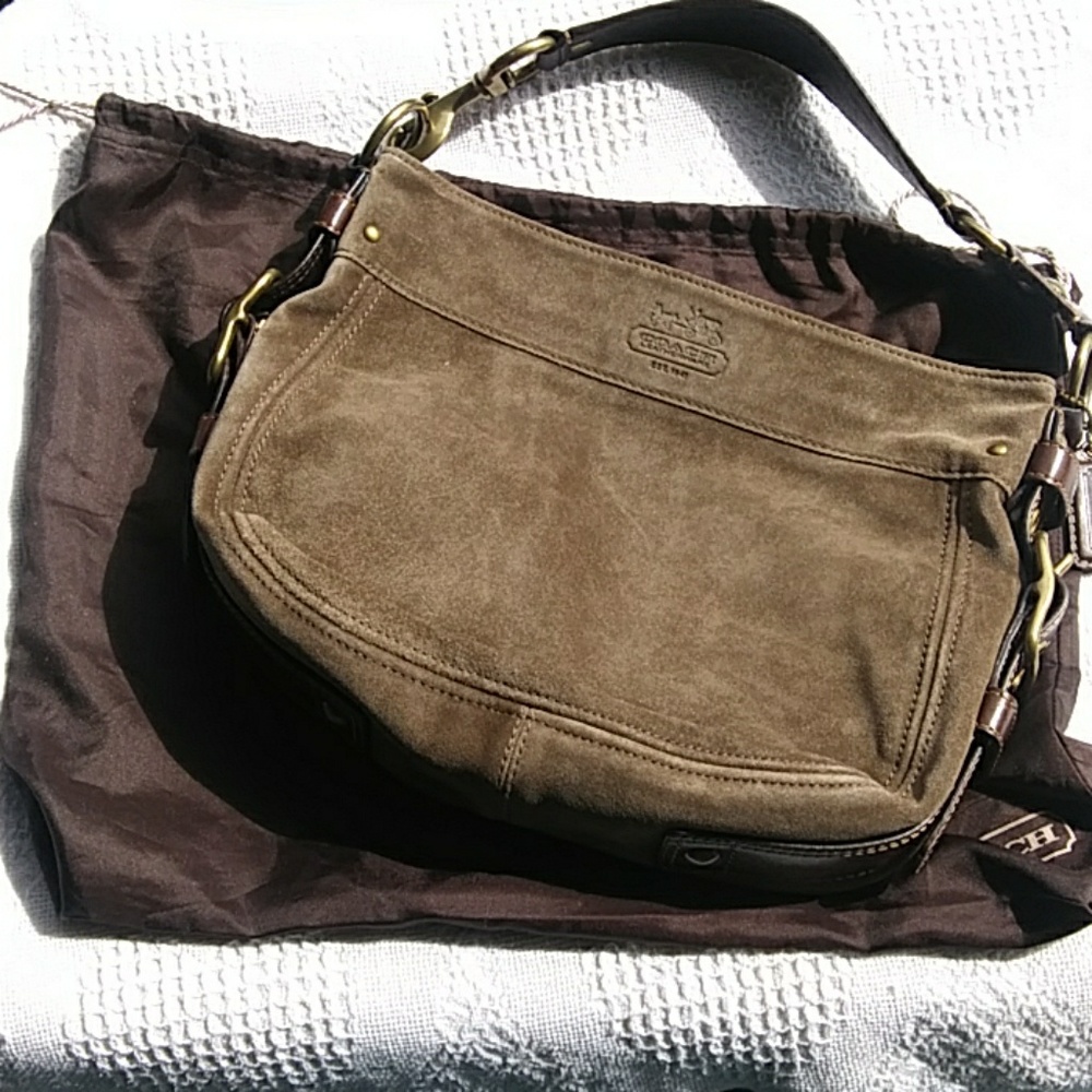 Suede coach purse